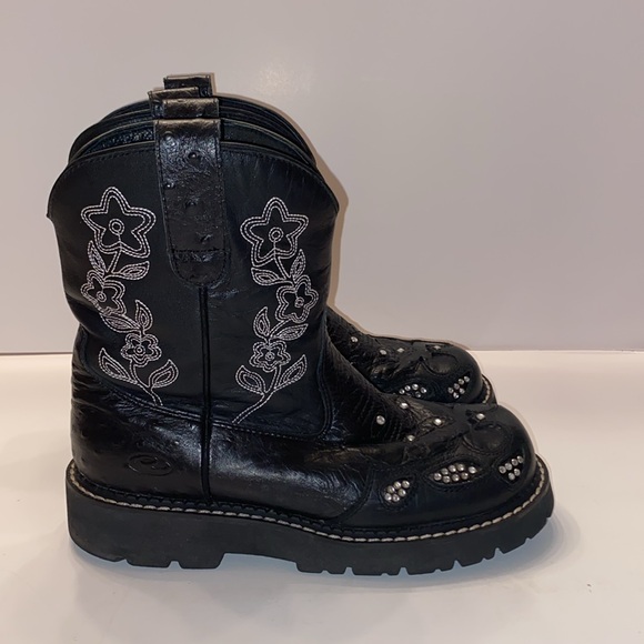 Women’s Roper Boots, black,leather with rhinestones. “Fat baby“ Size: 7 - Picture 2 of 13